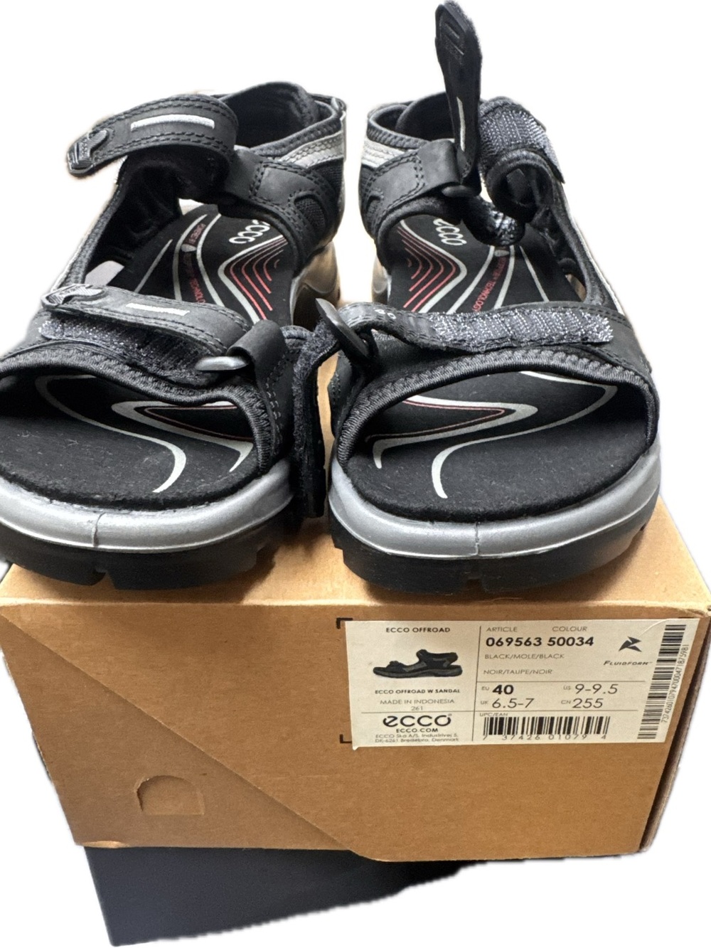 Ecco Kids Black Velcro Outdoor Sandals